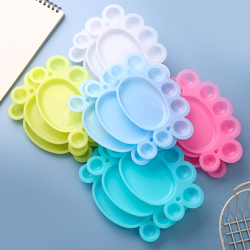 Wholesale color palette plastic plum disc art painting pigment acrylic watercolor palette base color palette