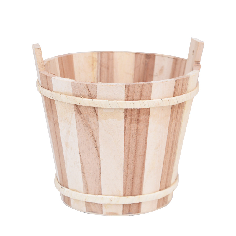 Wooden Planter Bucket Storage Bucket Children's Wooden Toy Bucket Beach Bucket Splicing Decorative Ornaments Solid Wood Environmentally Friendly Solid Wood