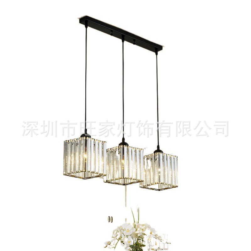 Nordic Restaurant Crystal Chandelier Modern Simple Creative Art Staircase Cafe Bar Three-Head Cross-Border Wholesale