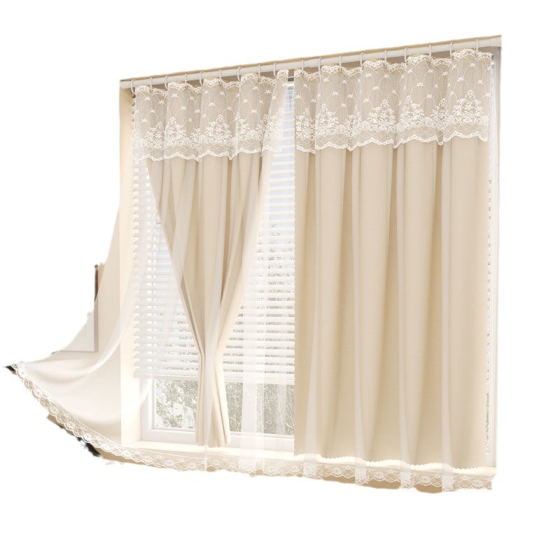 Punch-free Hanging Ring Curtain Internet Popular for Rental House Ins Solid Color Film Shading Cloth Screen Curtain for Dormitory Bedroom Bay Window