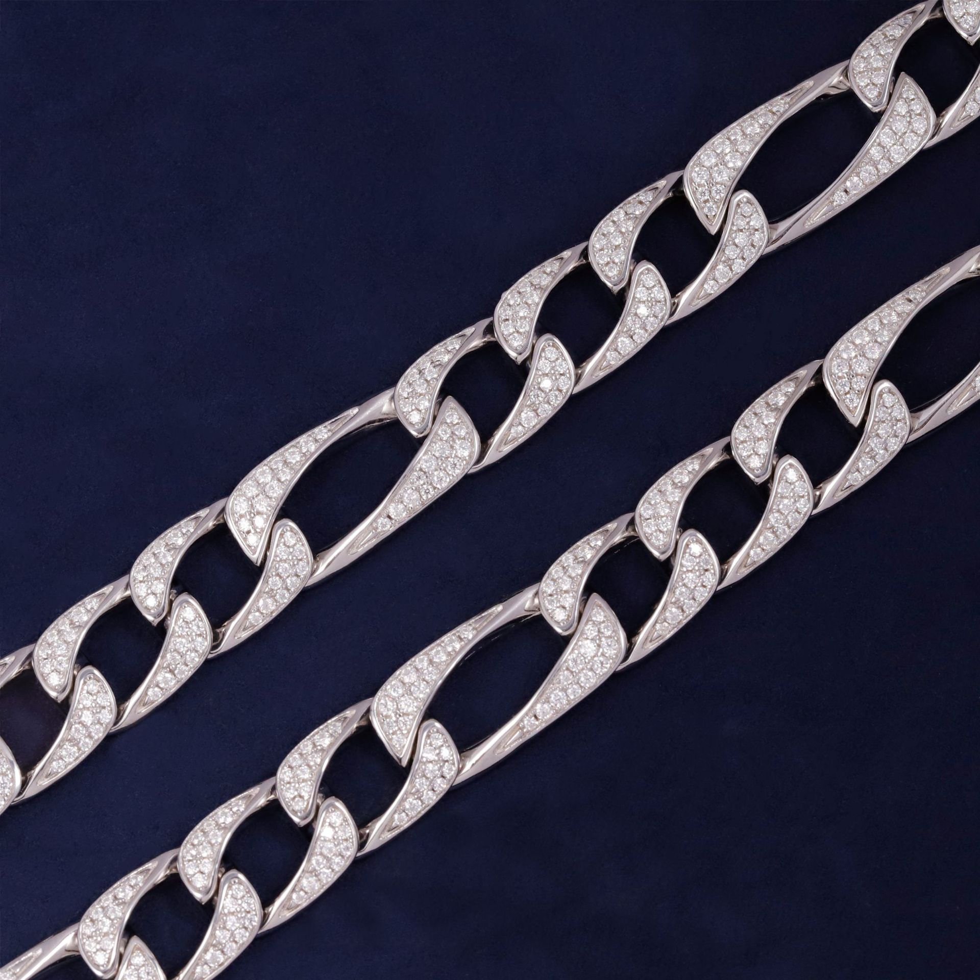 Fashion Hip-Hop Style S925 Silver Inlaid D Color Moissanite Cuban Chain Bracelet Cross-Border New Trendy Men's Bracelet