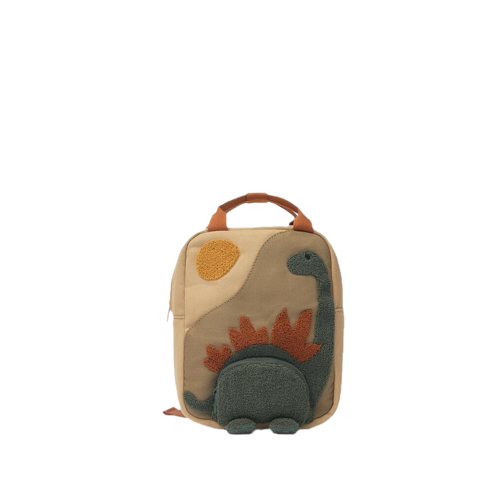 Z new children's canvas kindergarten cartoon embroidered sun long neck small dinosaur animal-shaped backpack schoolbag