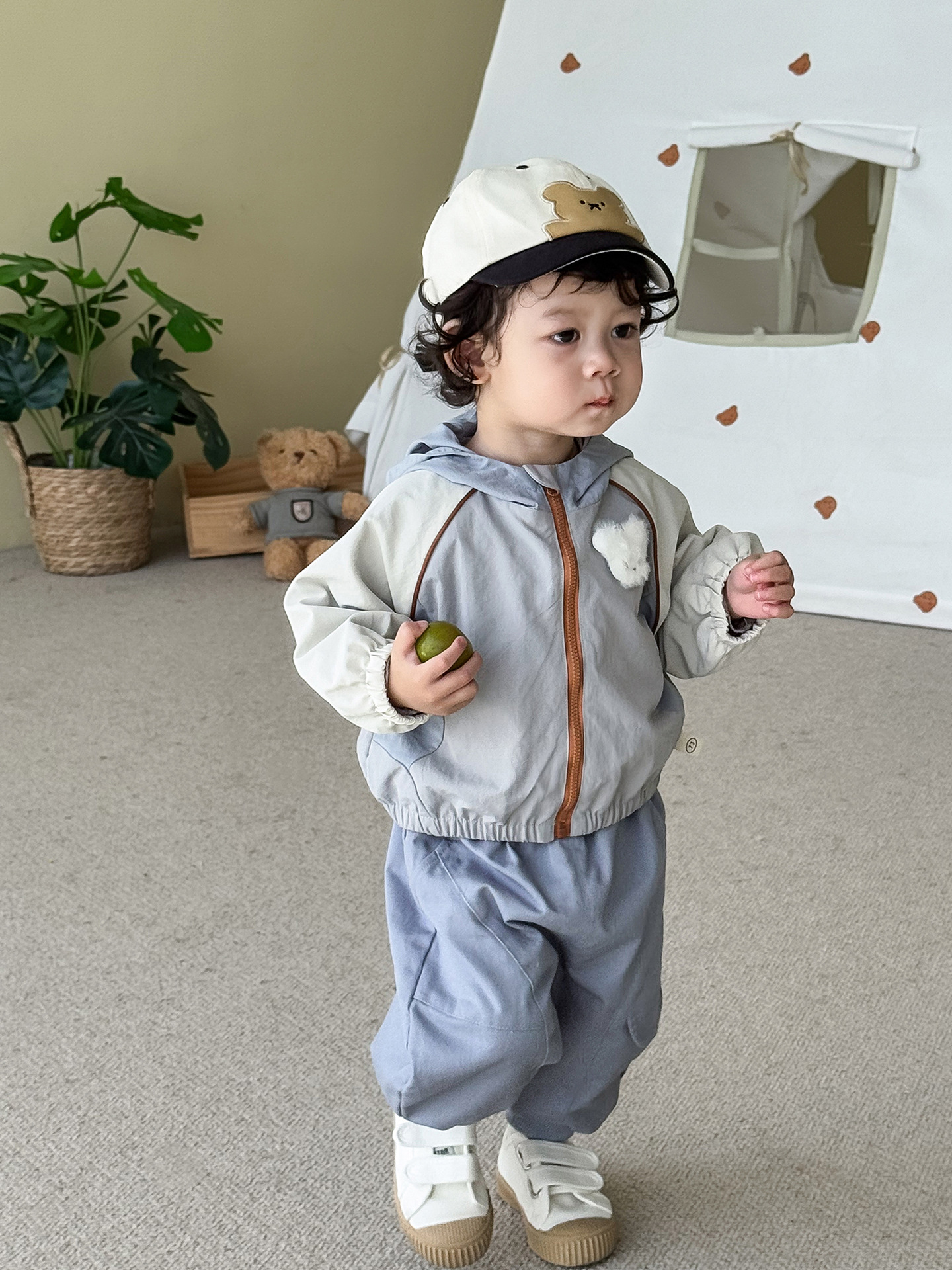 Children's Fashion Doll Tops 2025 New Autumn Boys' Style Patchwork Hooded Tops Baby Korean Autumn Clothes