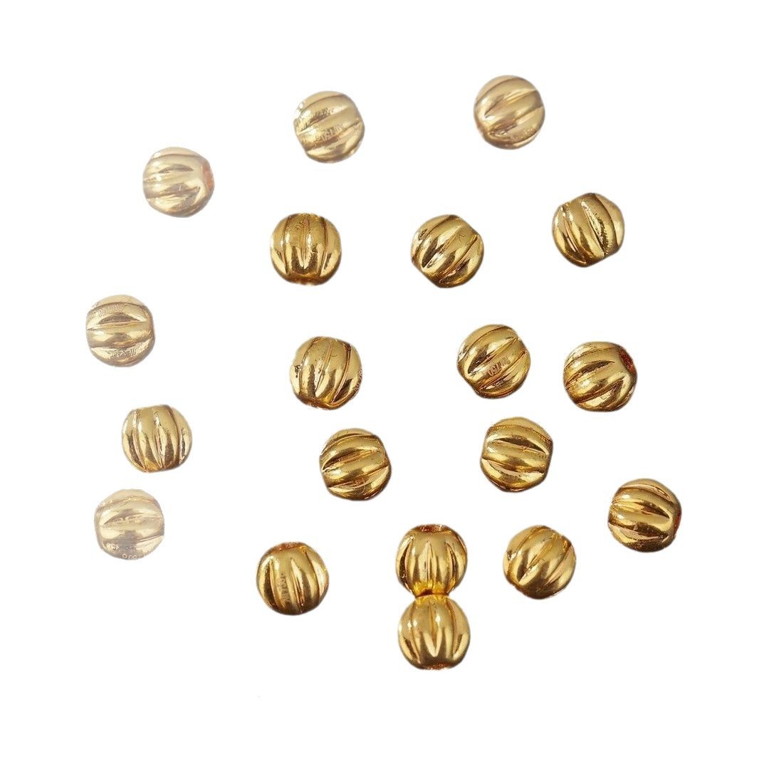 18K Gold Pumpkin Beads Au750 Color Gold DIY Bracelet Necklace Beaded Braided Rope Separated Beads Loose Bead Accessories Water Shell Wholesale