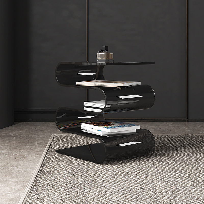 American style side table cream style transparent home sofa bedroom corner table minimalist solid wood bedside table living room magazine rack