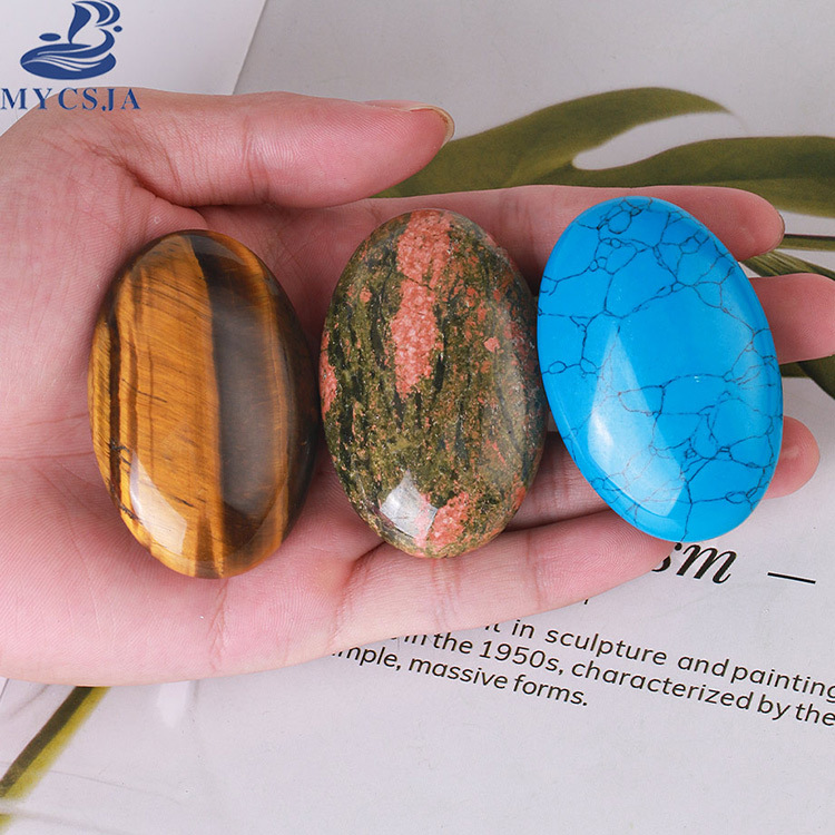 MYCSJA egg-shaped double-sided oval multi-color semi-precious stone crystal handle handmade crafts ore ornaments