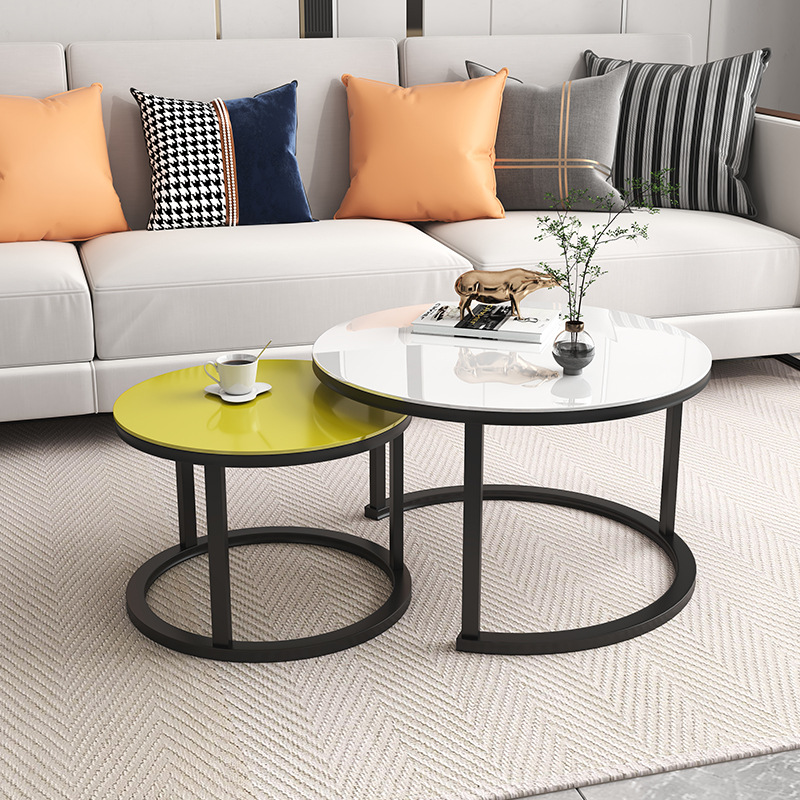 Coffee Table Combination Household Iron Light Luxury Table suit Modern Simple Apartment Homestay Small Apartment Living Room Table