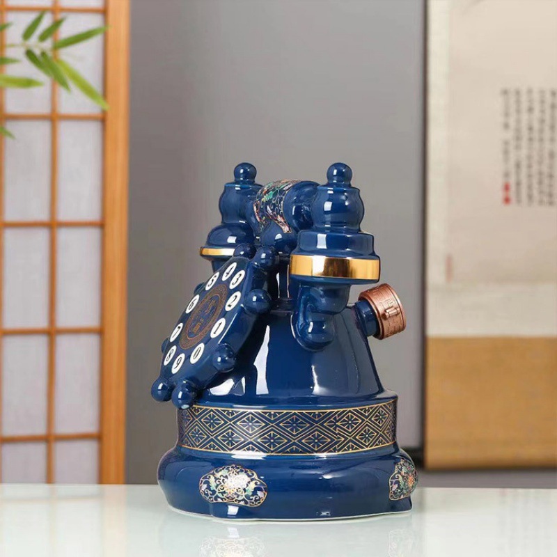 Jingdezhen Ceramic Wine Bottles 1.5kg Pcs Telephone Wine Bottles 1.5kg High Temperature Color Glaze Home Furnishings Wine Jar Flask