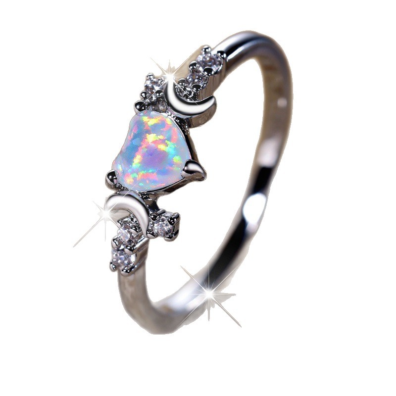 Cross-border wish new love Bai Aobao two sides of the moon three claw ring simple personality niche light luxury ring