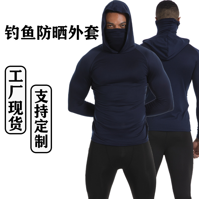 Кросс-бордерная летняя одежда для защиты от солнца, мужская облегающая быстросохнущая одежда для рыбалки с капюшоном