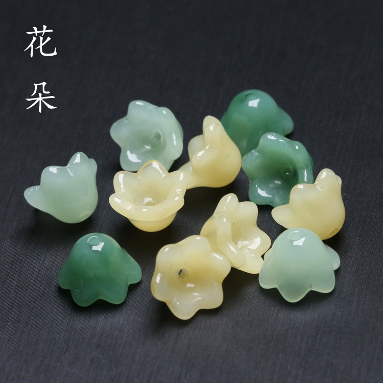 11 мм желто-зеленые, зеленые, белые глазурованные цветы, DIY серьги, ручные аксессуары