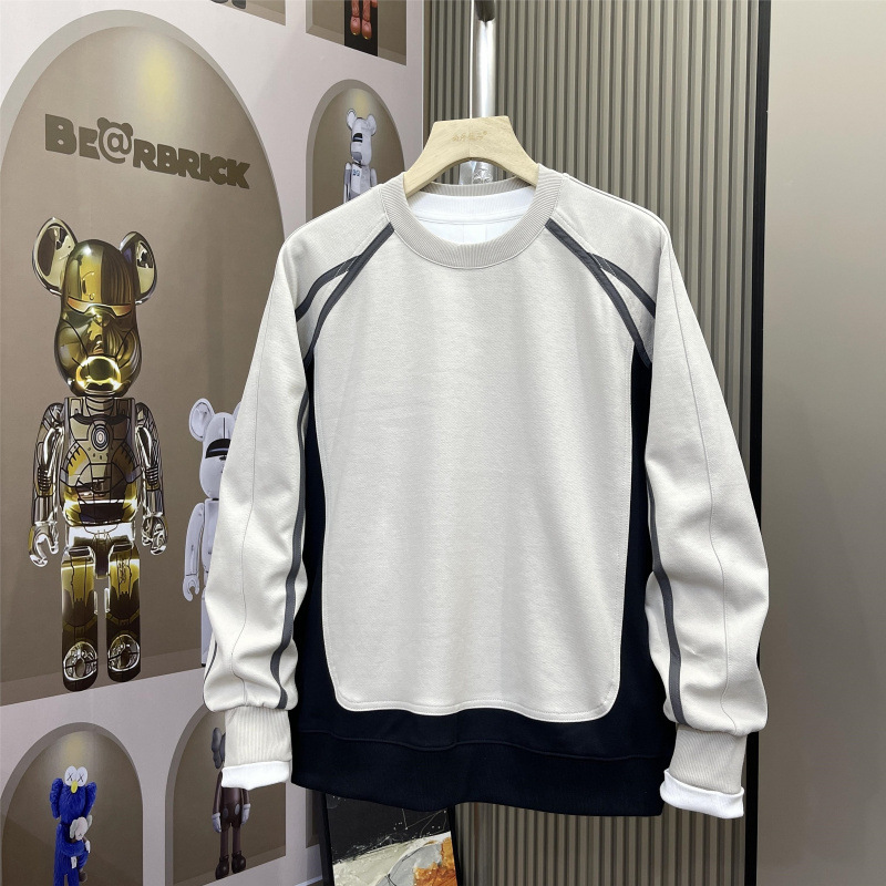 Autumn New Korean Style Men's Stitching Sweatshirt Trendy Brand Student Youth Casual Distinctive Pullover Top T-Shirt