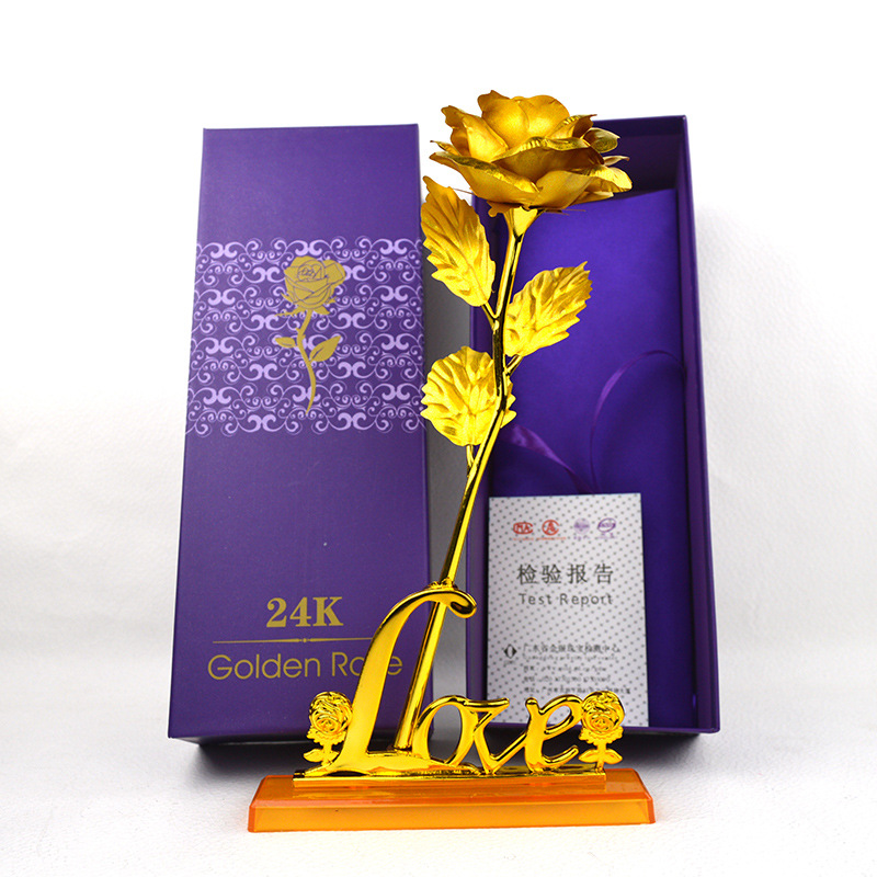 24K золотая фольга роза кросс-граница симулированная роза с подарочной коробкой креативный подарок для мероприятий производитель оптовая продажа