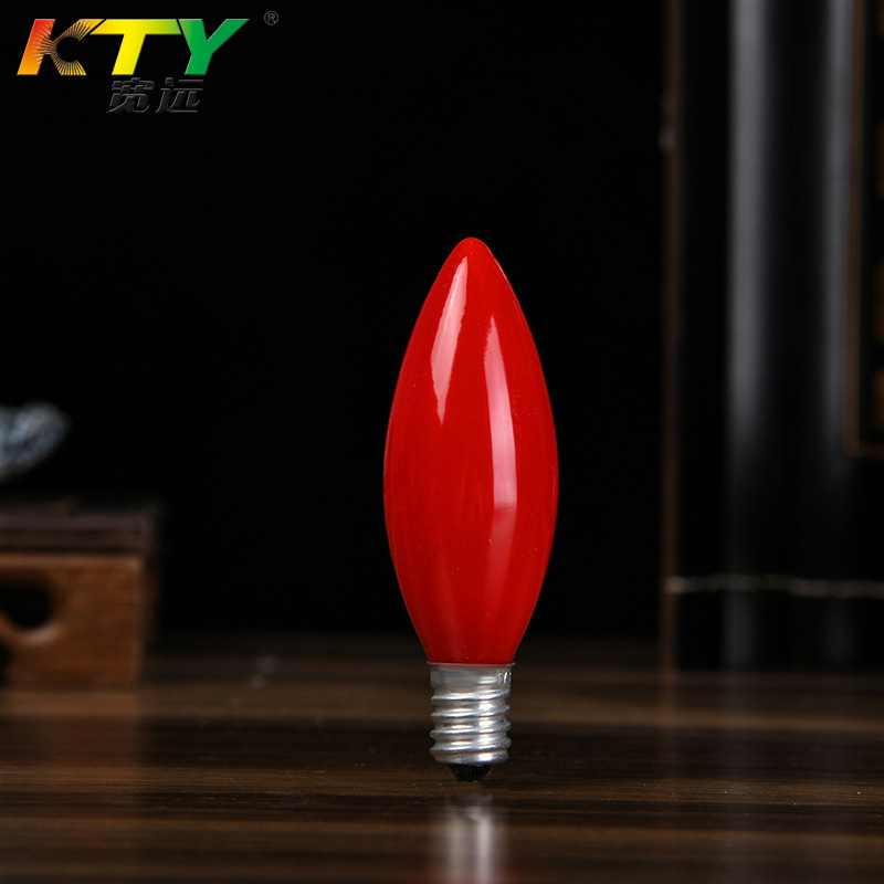 C30E14 red small bulb Buddha niche official master lucky god electric candle long Lamp Buddha worship God bubble candlestick