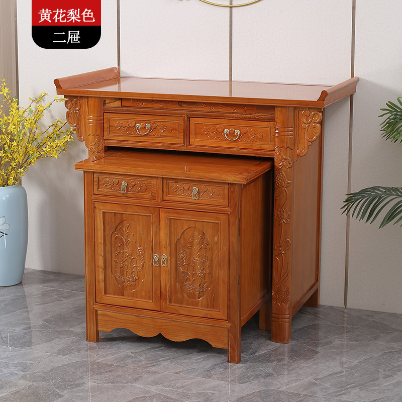 Chinese-Style Altar Table for Home Use, Solid Wood Three-Tier Offering Table, Buddha Table, Guan Yu Shrine, Buddha Table for Export Factory