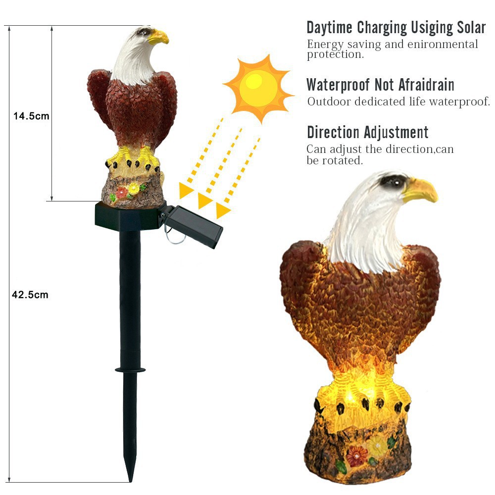 Cross-border Solar Resin Eagle Lawn Lamp Outdoor Waterproof Garden Ground Lamp Courtyard Decorative Landscape Animal Lamp