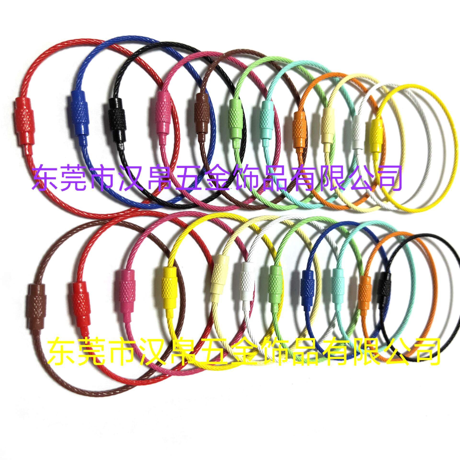 Manufacturer's In-Stock Colored Coated Steel Wire Rope 2.0*170 Metal Luggage Tag Wire Buckle Transparent Wire Loop