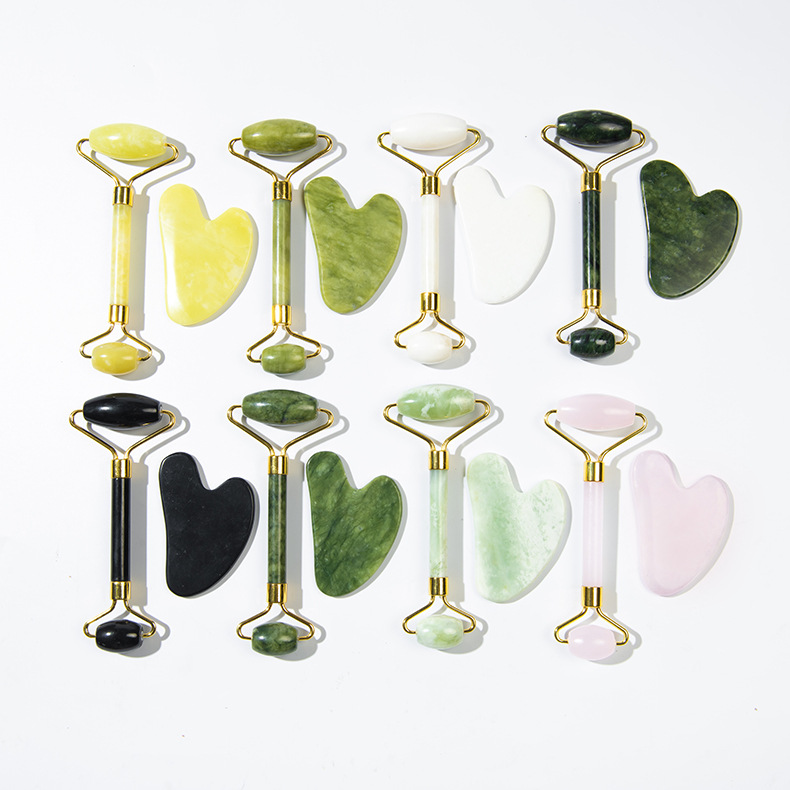 Роликовый массажный стержень для лица из нефрита набор массажеров