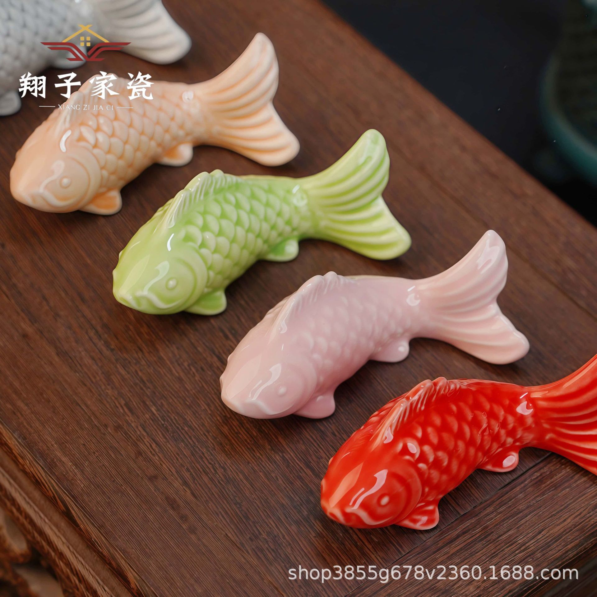 New Ceramic Chopstick Holder Chopstick Rest Pen Holder Tea Table Ornament Koi Tea Pet Creative Light Luxury Chopstick Storage Rack Spoon Fork