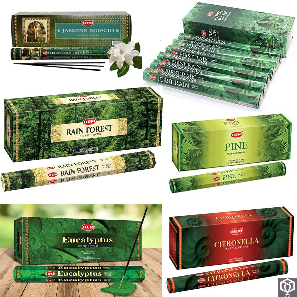 Hem Incense Indian Deep Forest Rain Early Rain Pine Egyptian Jasmine Eucalyptus Citronella Purifying Air Soothing Aromatherapy