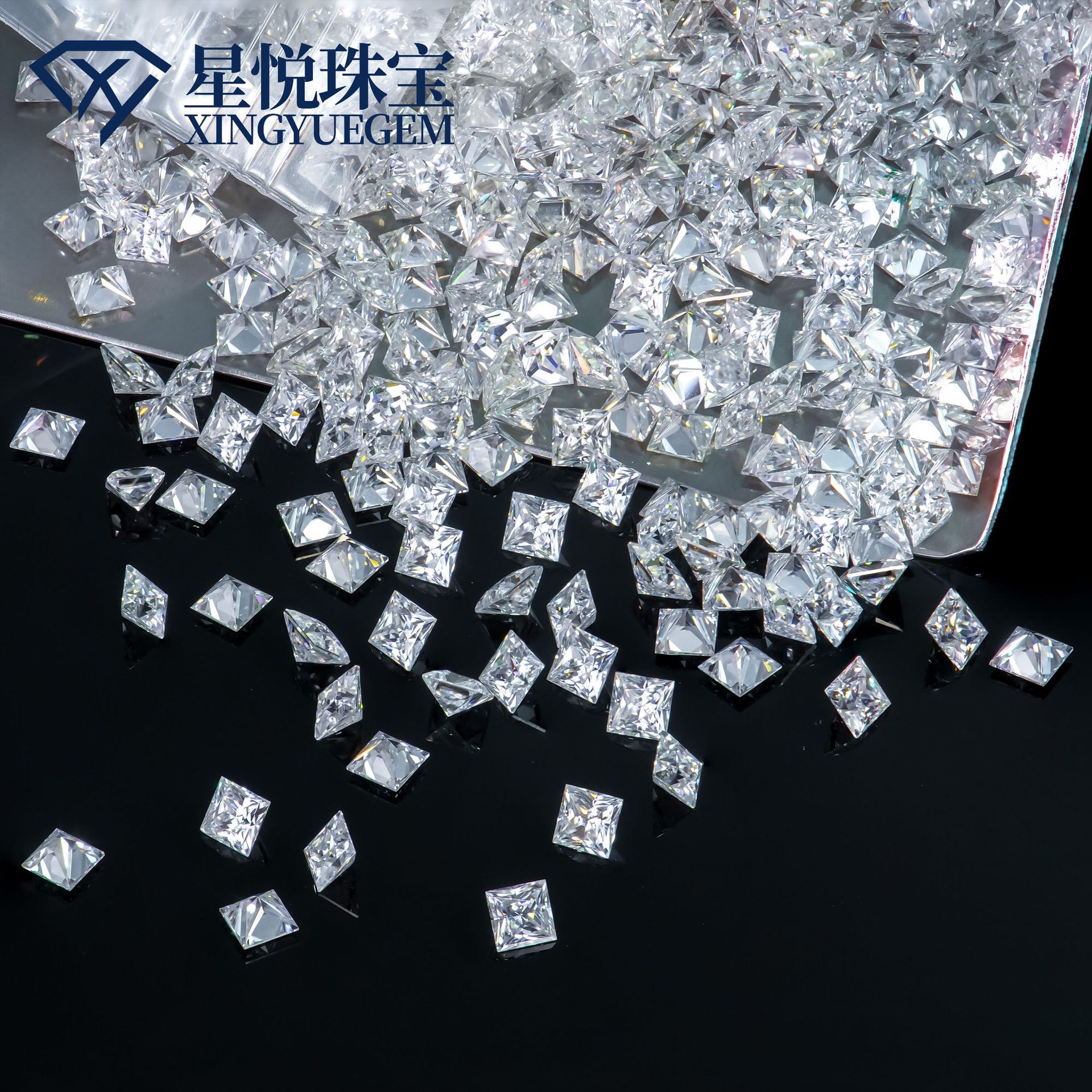 Special-shaped moissanite D-color VVS ultra-white stone clock with stone high-grade jewelry with diamond princess cut square diamond mosan diamond