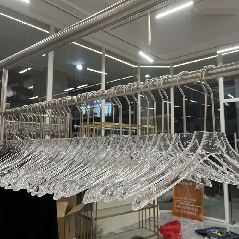 Acrylic clothing store hanger special transparent plastic children's men's and women's non-slip clothing hanging support wholesale pants clip logo