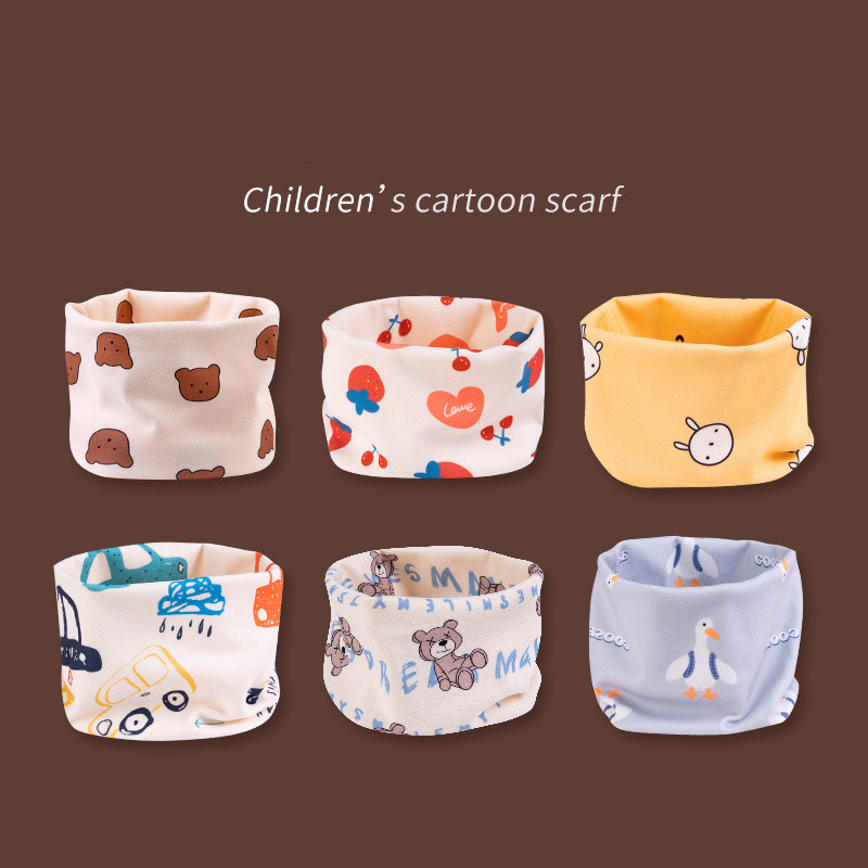 Children's Cartoon Neck Warmer, Seamless Thermal Scarf for Boys and Girls, Versatile Baby Neck Cover, Japanese and Korean Style