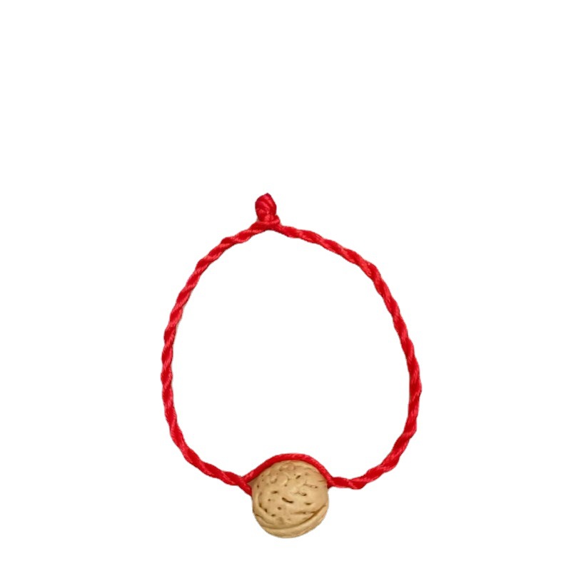 Red String Bracelet in the Shape of a Peach and Walnut Basket for the Zodiac Year, Couple Bracelets, Dragon Boat Festival Jewelry, Ethnic Hand-Woven Red String