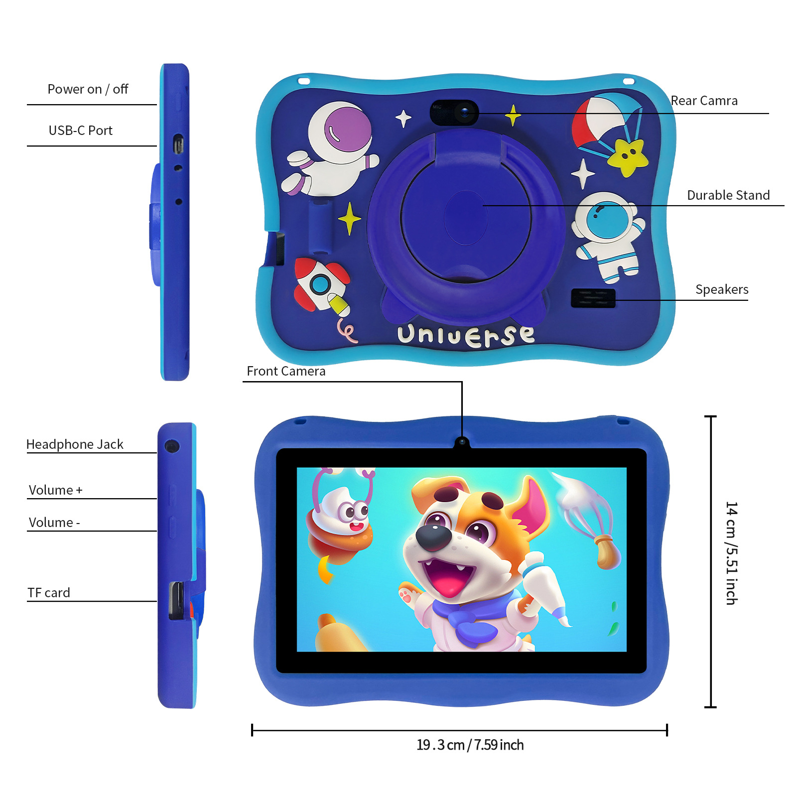 Source factory new listing 7 inch astronaut anti-fall protective shell children's puzzle tablet computer