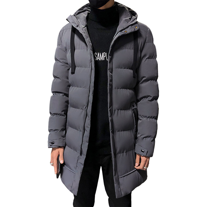 Mid-length cotton-padded jacket men's winter coat 2023 new thick hooded cotton-padded jacket men's Korean-style trendy down cotton