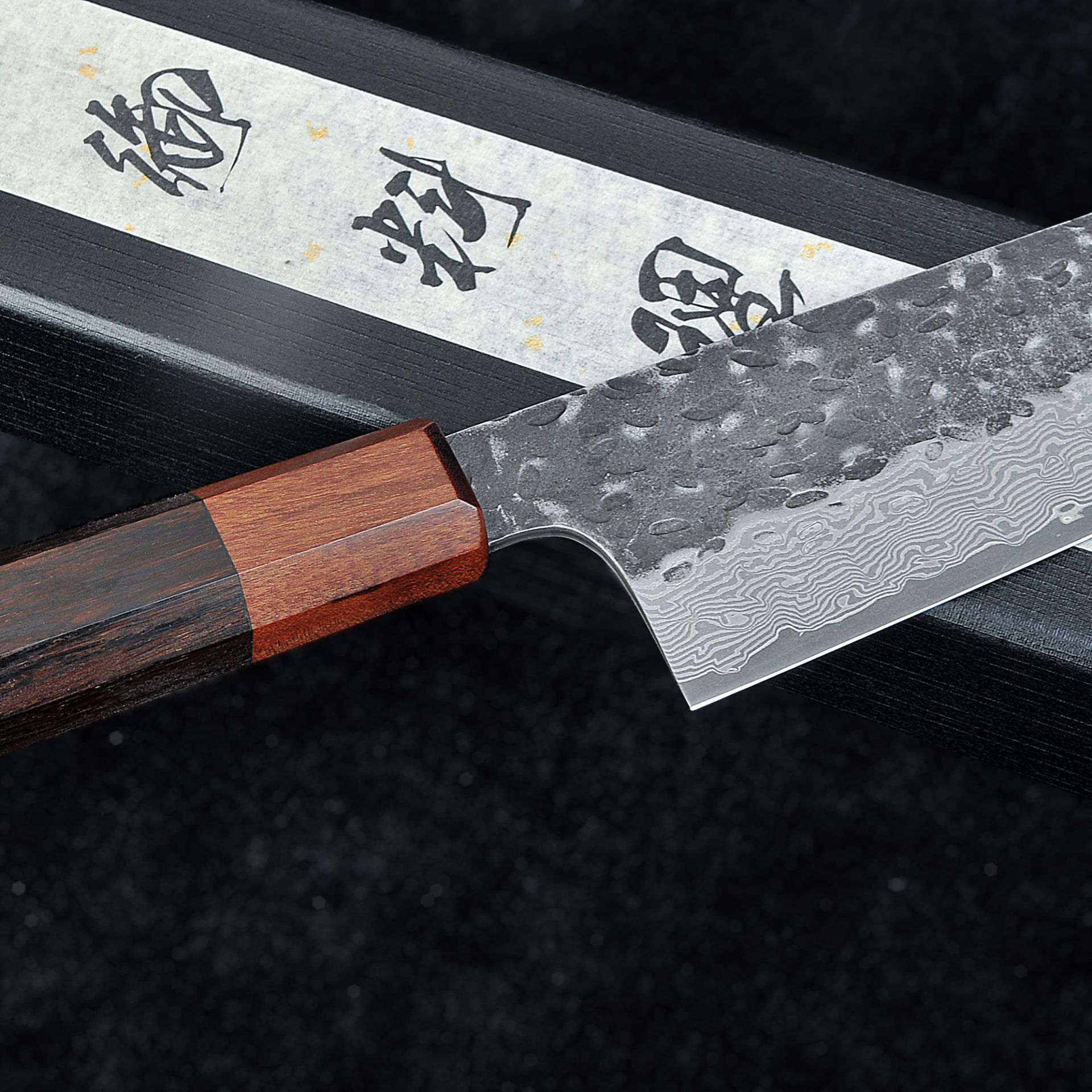 Damascus black hammer pattern octagonal heavy bamboo handle cut knife Japanese chef knife kitchen knife cattle knife factory wholesale