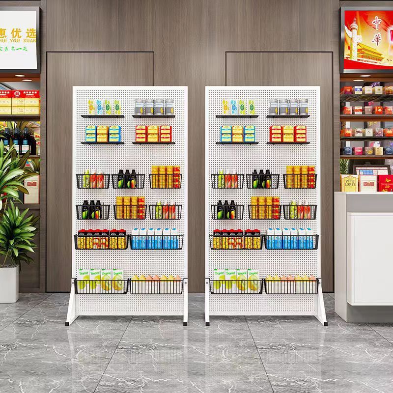 Vertical Floor Stand Round Hole Hole Board Shelf Jewelry Display Rack Kitchen Accessories Storage Rack Supermarket Shelf