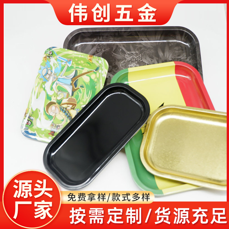 Коммерческий прямоугольный жестяной поднос, металлическая тарелка для ресторанного обслуживания, железный поднос для сигарет, барный поднос, гостиничный поднос