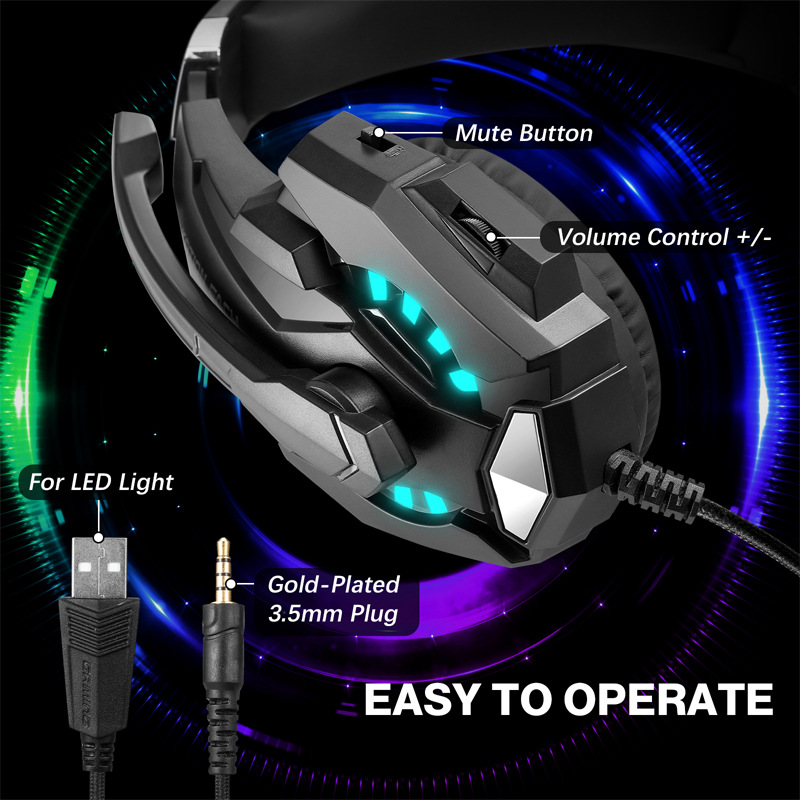 KOTION EACH G9000Pro Headset Computer Headset Wired Gaming Esports Headset with Wheat