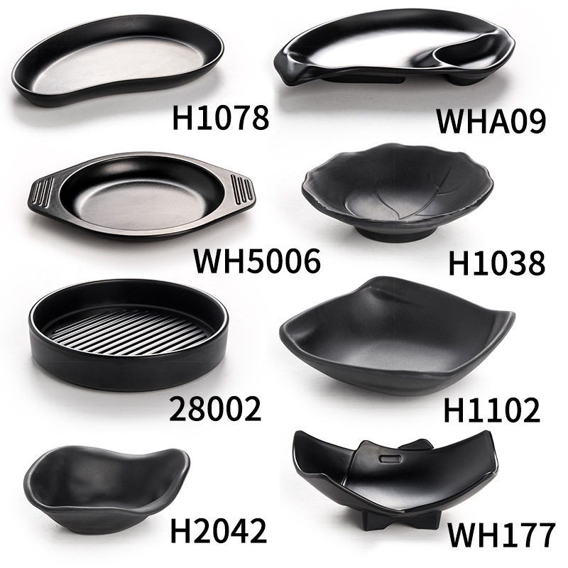 Melamine Black Plate, Side Dish, Ktv Bar Snack Plate, Cold Dish Plate, Creative Fried Restaurant Flavor Plate, Commercial Plate
