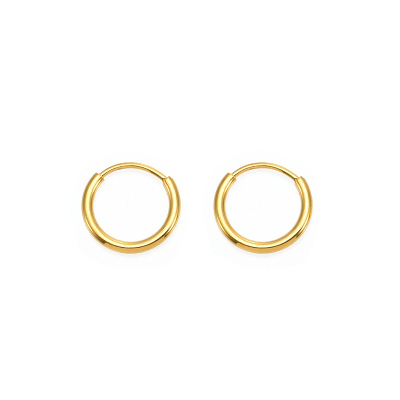 Cross-Border Stainless Steel Hoop Earrings Vacuum Electroplating DIY Versatile Titanium Steel Unisex Earrings Plain Hoop Jewelry