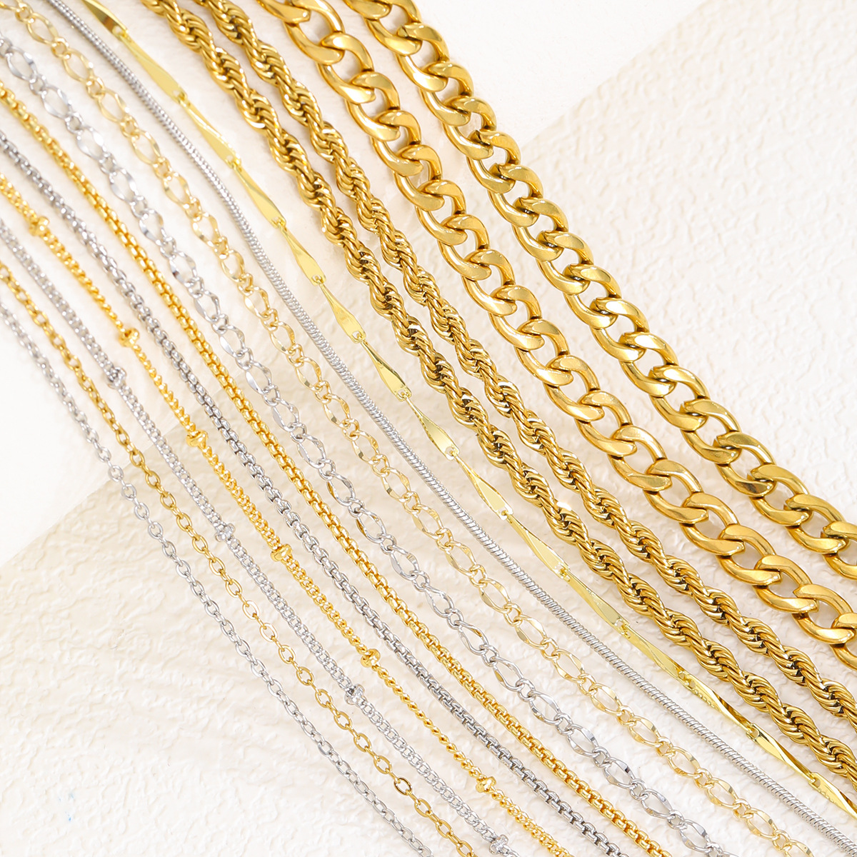 Cross-border 18k gold plating color retention diy necklace Joker a variety of chain styles with in stock accessories wholesale