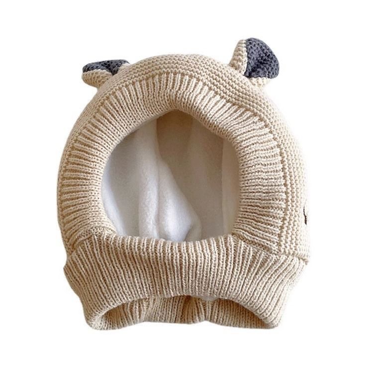 Winter fleece-lined thickened children's baby rabbit ear protection baby boys and girls knitted hat cute wool hat