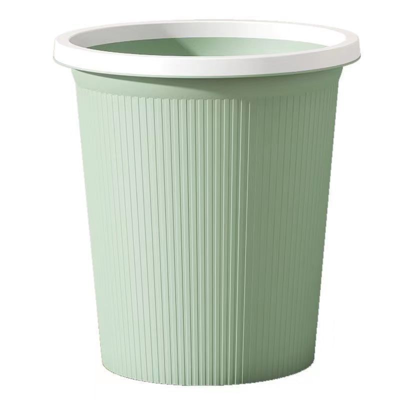 European-style Household Striped Trash Bin Living Room Bedroom Kitchen Toilet Bathroom Office Uncovered Trash Bin with Pressure Ring