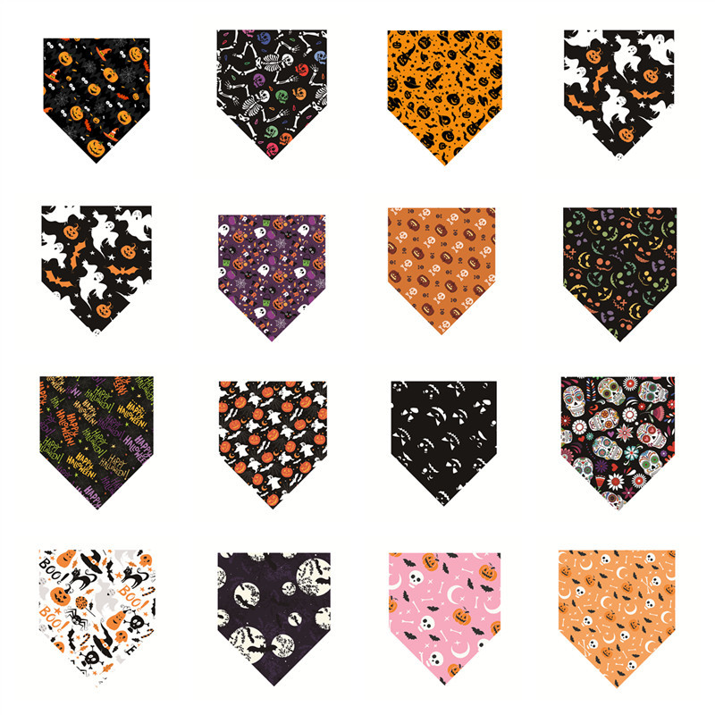 Cross-border Amazon Halloween pet saliva towel pet scarf pet triangle towel dog bib cat dog scarf