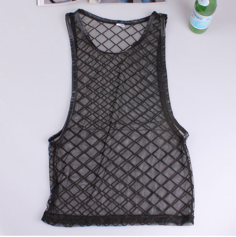 Men's Underwear Breathable Sexy Men's Mesh Sexy Underwear Diamond Mesh Vest Bar Night Stage 402