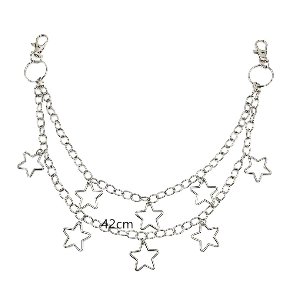 Europe and the United States cross-border jewelry fashion punk style stars multi-layer pendant pants chain ins style hip-hop pants chain