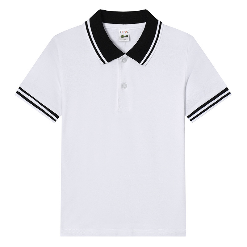 kids Children's T-shirt Cotton White Lapel Boys' Polo Shirt Girls' Primary School Students' Middle and Large Children's School Uniform