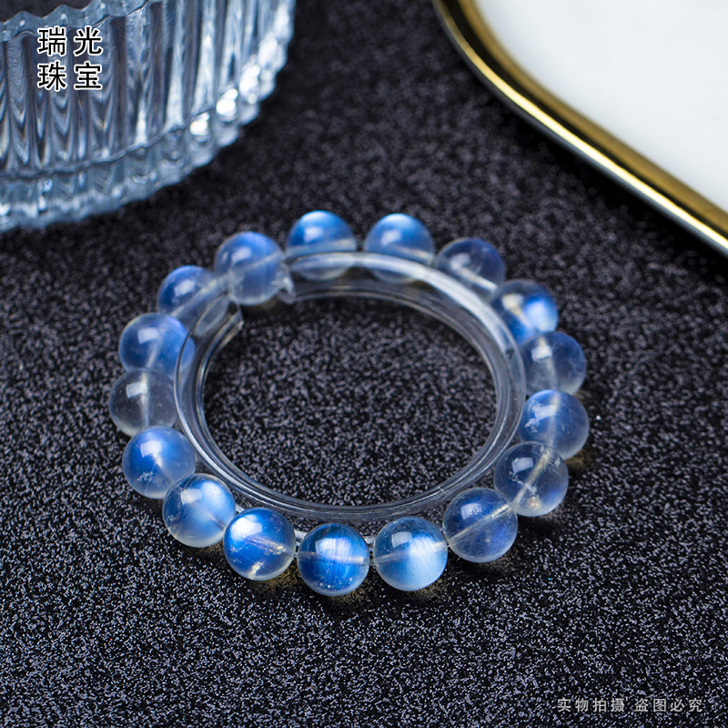 Ruiguang Jewelry Live Broadcast Late Class Black Hair Crystal Blonde Crystal Gray Moonstone Silver Obsidian Bracelet Cinnabar Crystal Bracelet