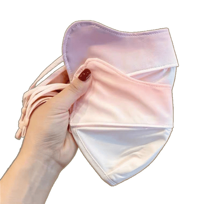 Ice Silk Sunscreen Mask for Women, Face-Covering Sunscreen Mask, Summer Gradient Blush, Thin, Breathable, Anti-Uv, Eye Protection