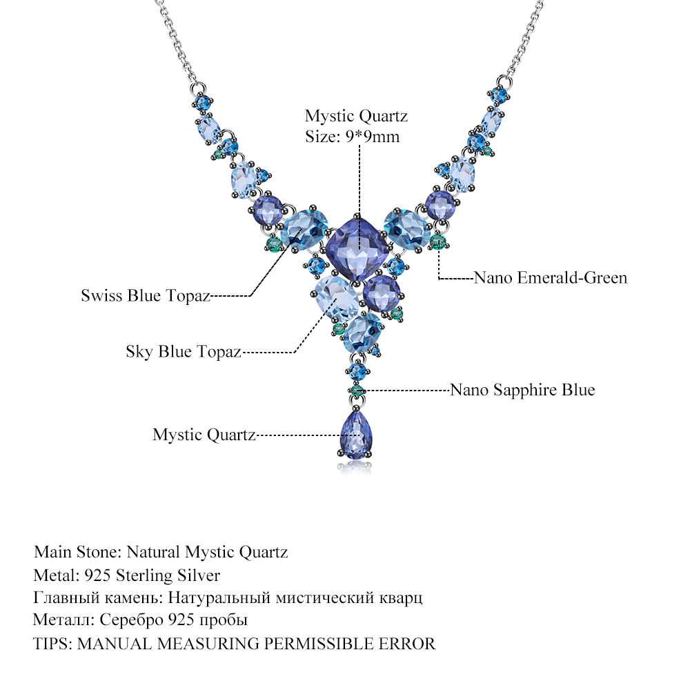 Дизайнерское вечернее роскошное ожерелье, уникальные украшения, серебро S925, кулон из натурального цветного сокровища