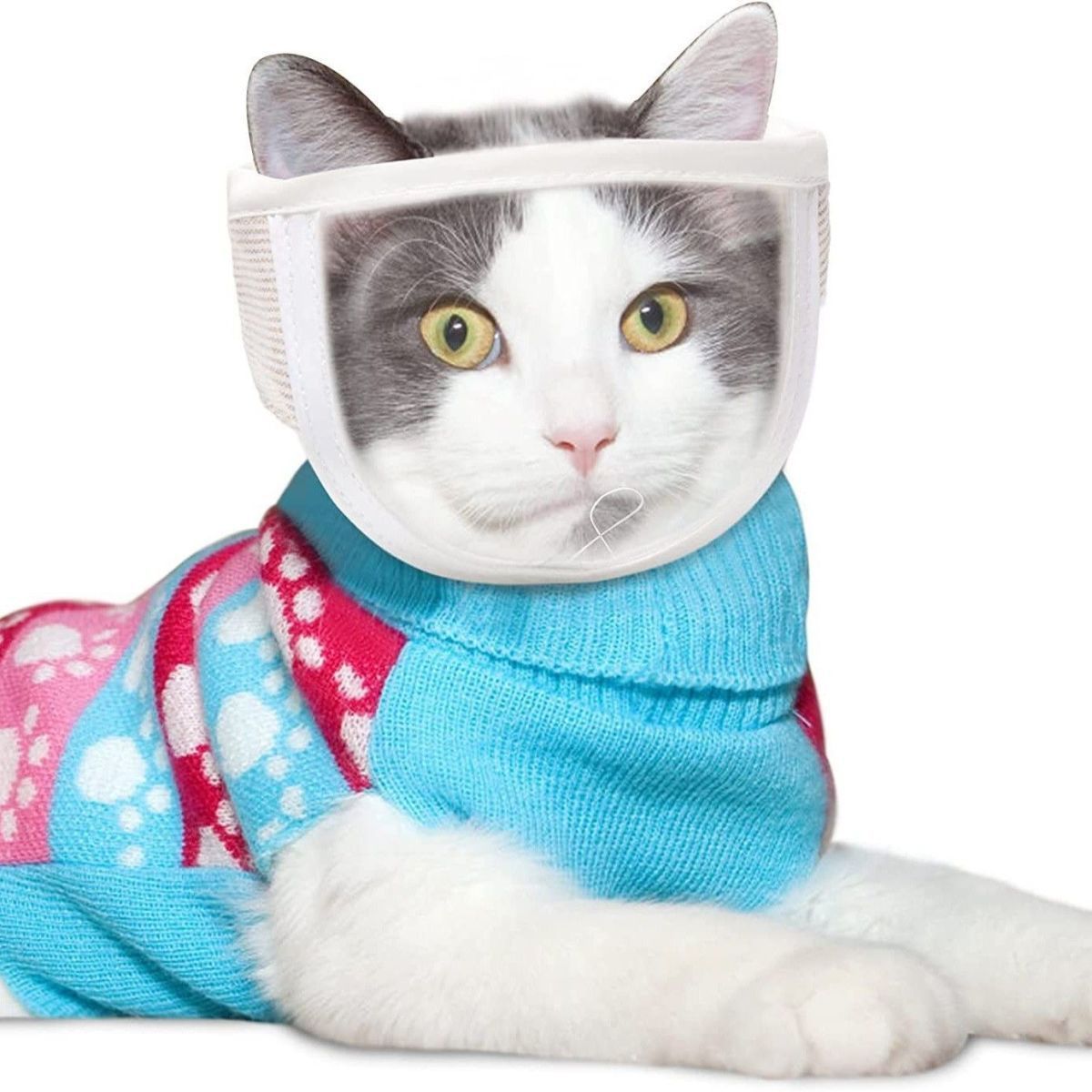 Прозрачная маска для кошек, защита от лизания и укусов, дышащая маска