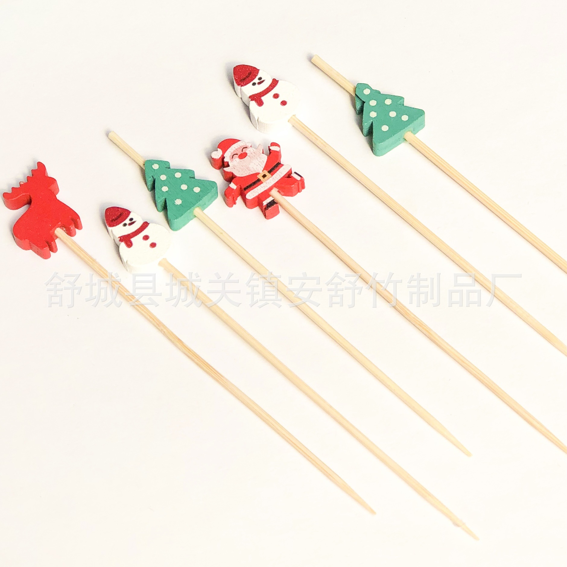 100 pcs/pack Santa Claus Christmas tree snowflake elk fruit stick bamboo stick fruit string Christmas holiday fruit stick