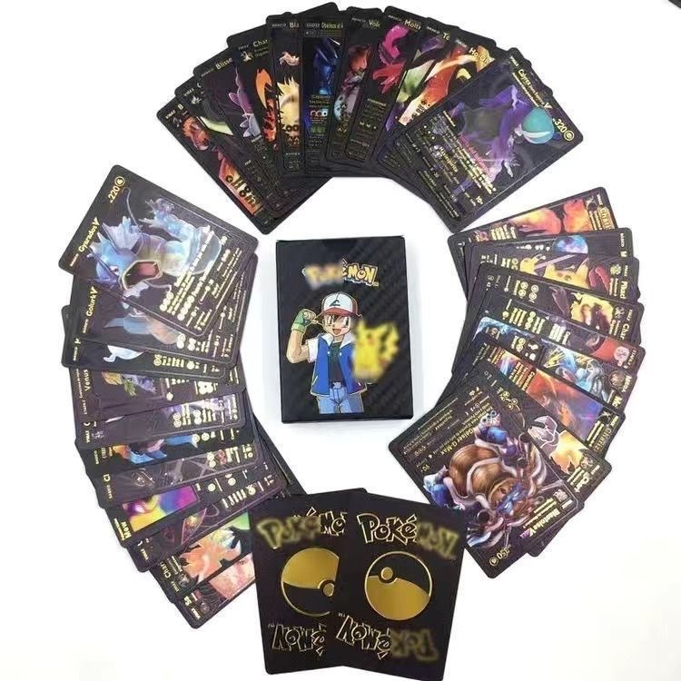 Pokémon Cartoon Gold Foil Pokémon Anime Elf Card Divine Pet Monster Pocket Flash Card Cross-Border