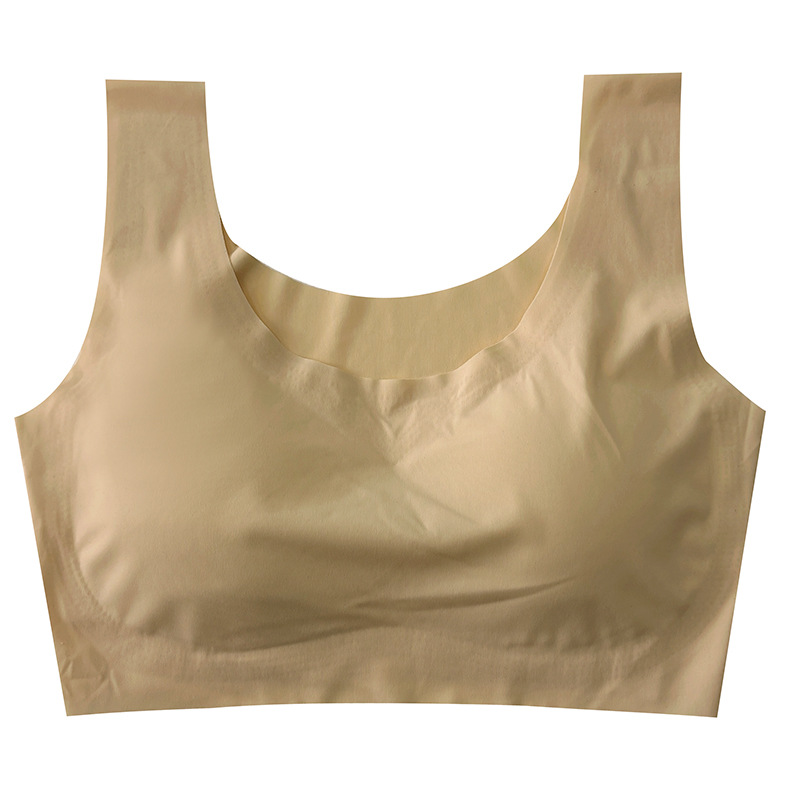 Traceless lingerie girl suspenders ice silk summer simple sports no steel ring bra student gathered chest vest